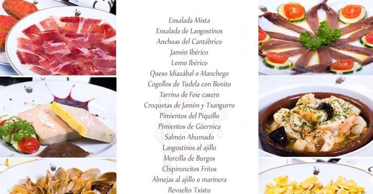 Menú de entrantes del Mesón Txistu (mesontxistu.com)