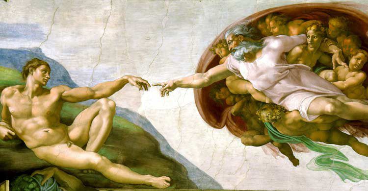 La creación de Adán, de Miguel Ángel, en la Capilla Sixtina (wikimedia.org)