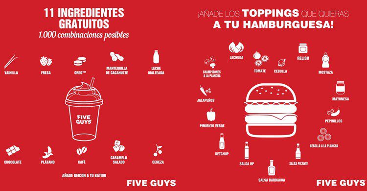 Variedad (Five Guys, Facebook)