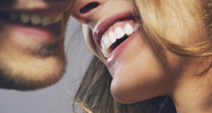 Close up photo of cheerful young couple