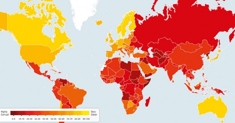 Mapa de la corrupción en el mundo (The Independent)
