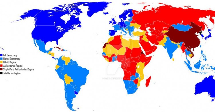 Mapa de la democracia en el mundo (Deviantart)
