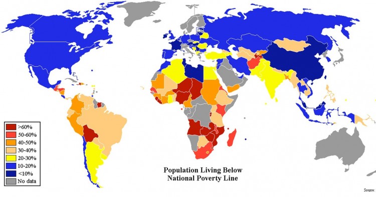Población por debajo del umbral de la pobreza (CIA World Factbook)