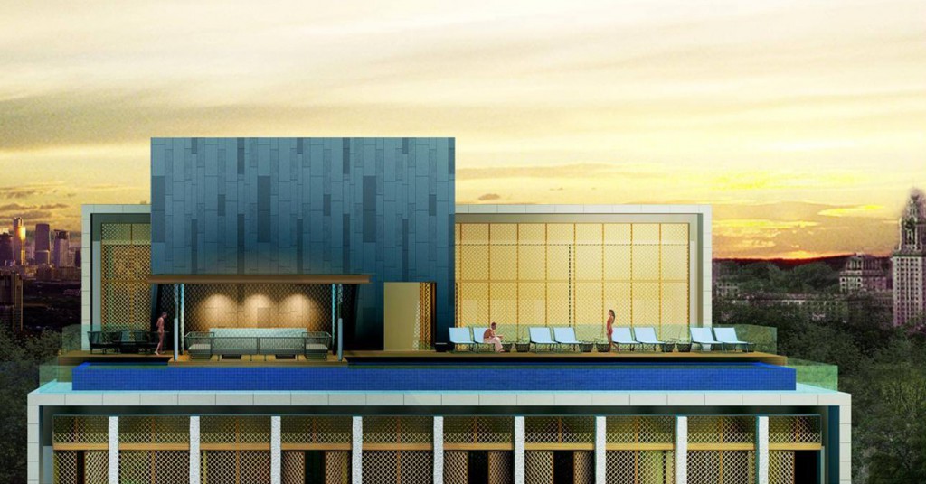 Vistas de la piscina en la azotea. Jetwing Colombo Seven, render