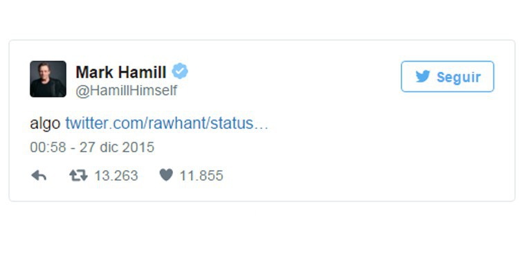 Respuesta en Twitter de Mark Hamill.