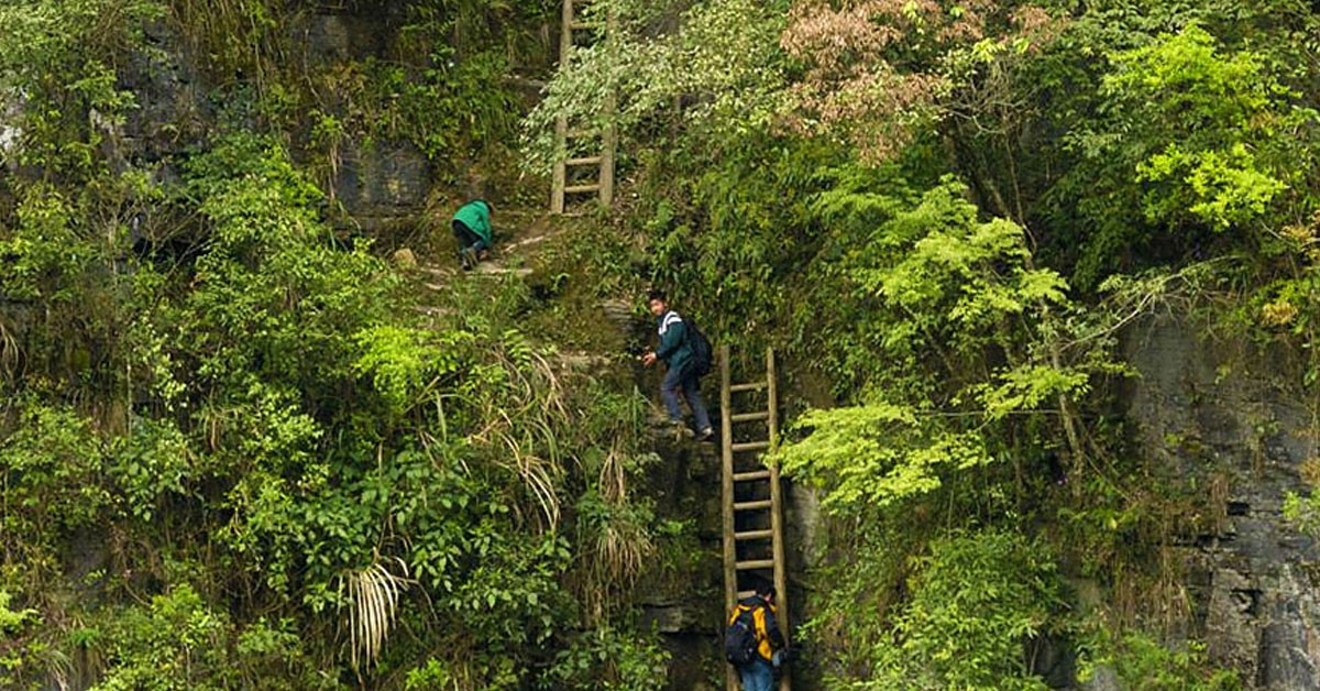 Empinada escalera en Zhankiawan (Fuente: Reuters)