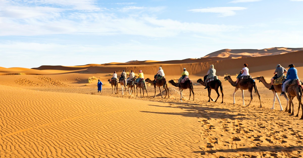 ruta en camello por el Sáhara (Istock)