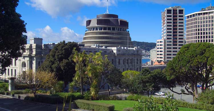 Beehive, edificio del Parlamento de Wellington (iStock)