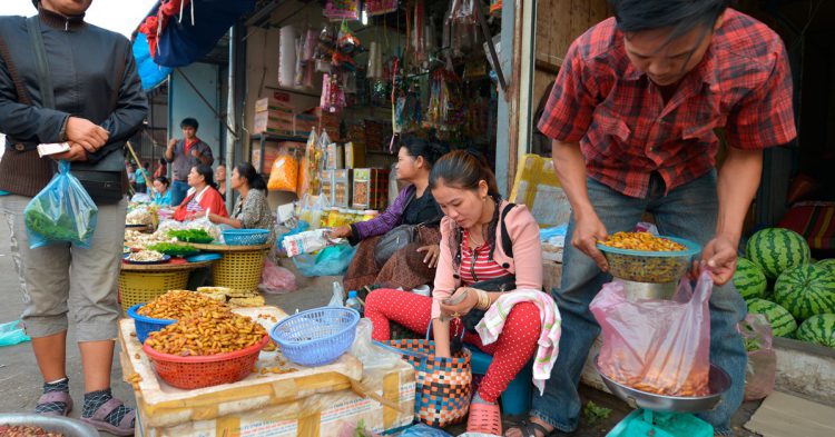 mercado de Insectos y larvas en Laos (Istock)