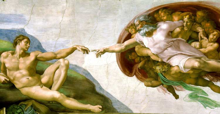 La creación de Adán, de Miguel Ángel, en la Capilla Sixtina (wikimedia.org)