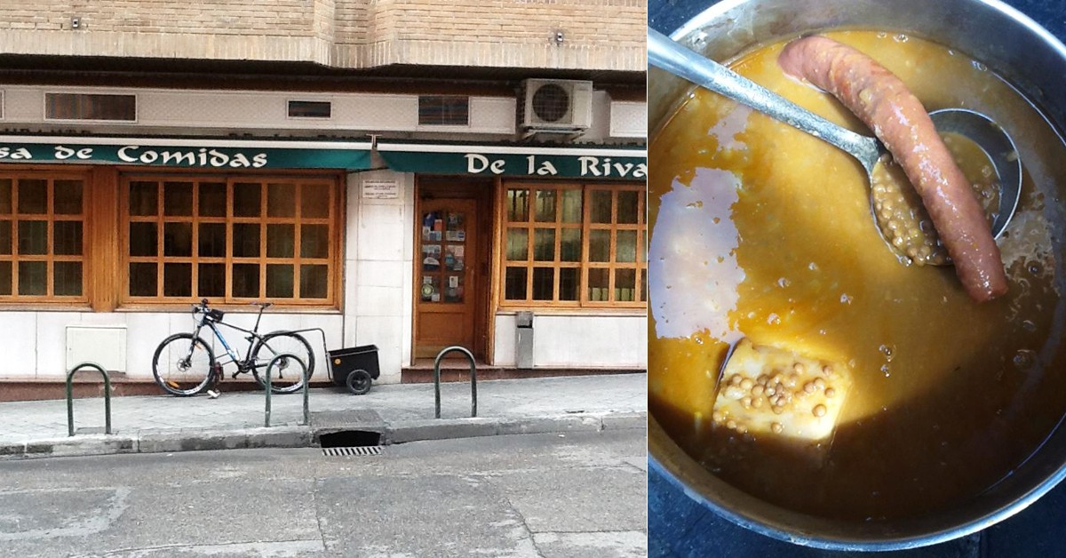 Fachada y lentejas en la olla (Restaurante De la Riva, Facebook)