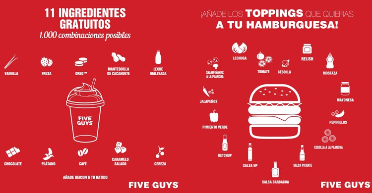 Variedad (Five Guys, Facebook)