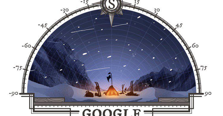 Doodle en homenaje al aniversario de la expedición al Polo Sur (Google).