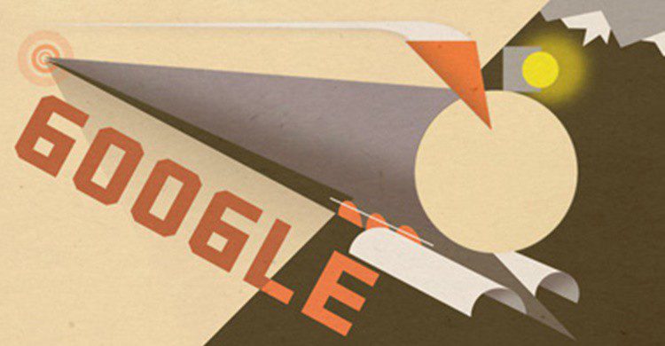 Doodle de homenaje al centenario de la conclusión de las obras del Transiberiano (Google).