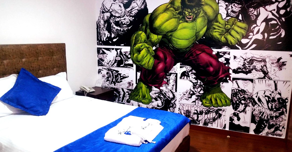 Habitación de Hulk (Hotel Comic City, Facebook)