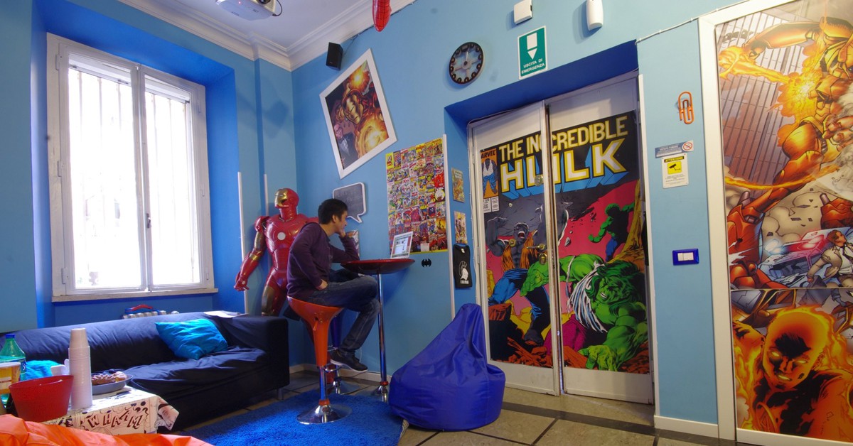 Zona de estar (Comics Guesthouse Roma, Facebook) 