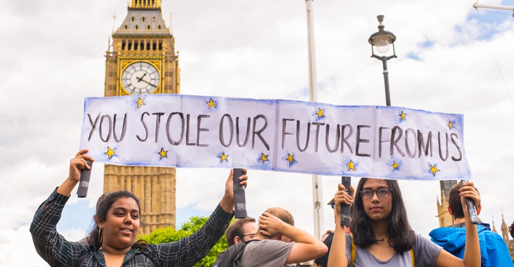 Imagen de las protestas en Londres contra el Brexit (iStock)