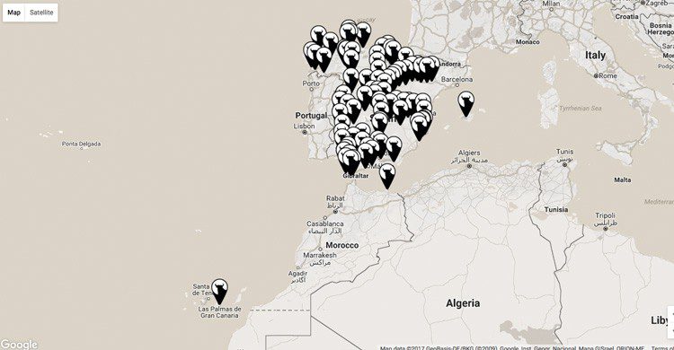 Mapas de toros de Osborne en España (osborne.es)
