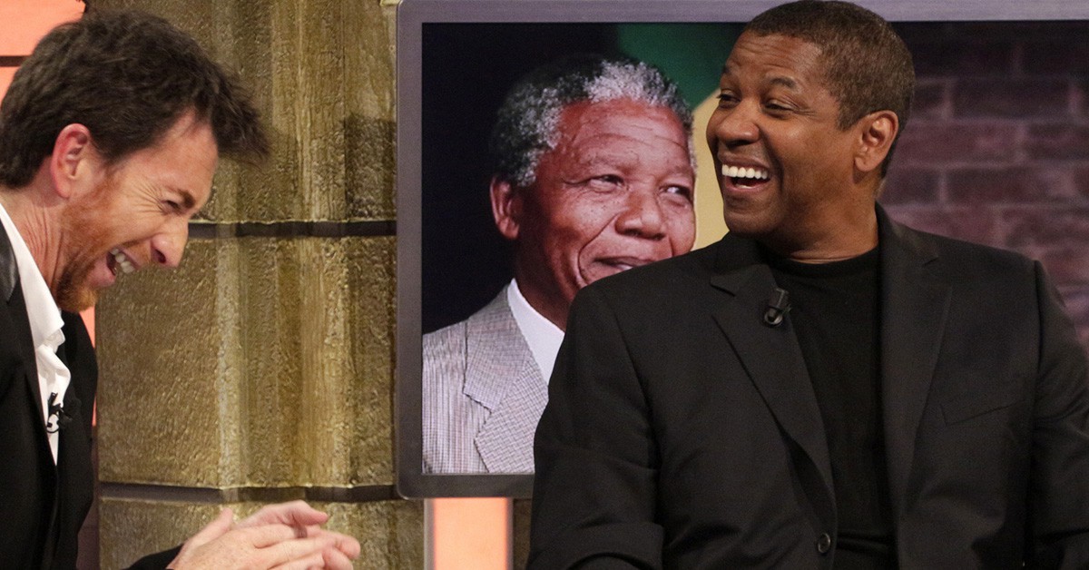 El actor de EE UU Denzel Washington en el programa de televisión española El Hormiguero