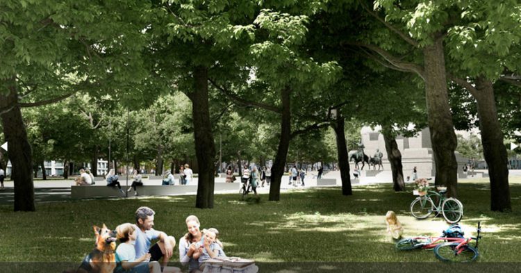 Reunoín familiar en la nueva Plaza España 