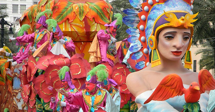 Carro alegórico en el desfile del Mardi Gras, en Nueva Orleans