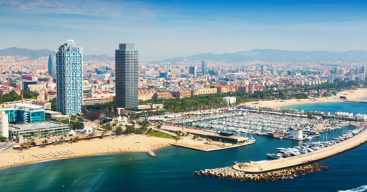 Imagen aérea del Puerto Olímpico de Barcelona. 
