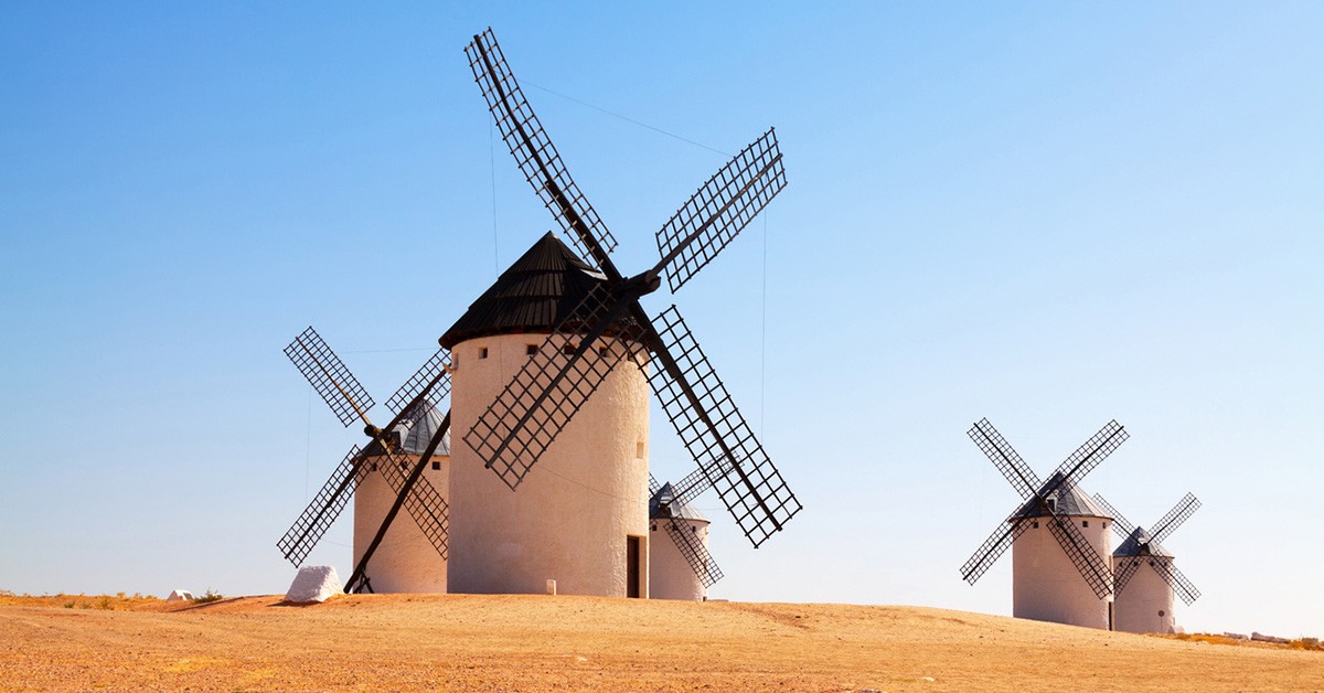 Molinos de viento en la región de Ciudad Real 