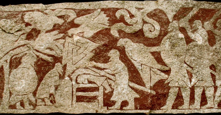 Grabado en piedra del sacrificio de Stora Hammars I de Gotland, Suecia (Wikipedia)