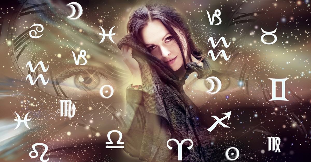 Mujer entre los signos zodiacales