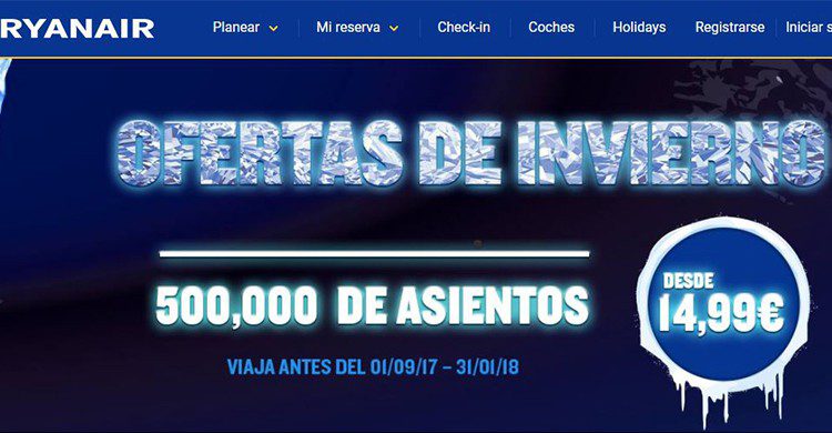 Oferta de invierno de Ryanair (Página Oficial Ryanair)