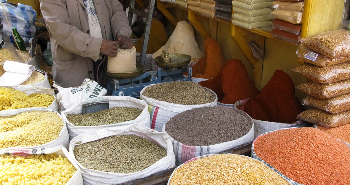 Puesto en el Merkato de Addis Abeba, en Etiopía