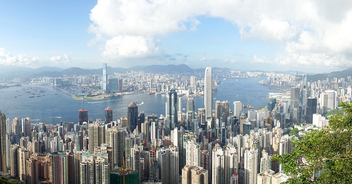 Vistas de la bahía de Hong Kong
