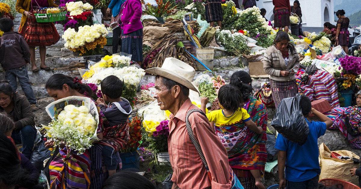 Puestos en el mercado de Chichicastenango