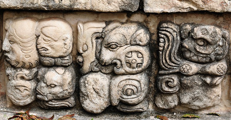 Detalle de ruinas mayas en Copan, Honduras