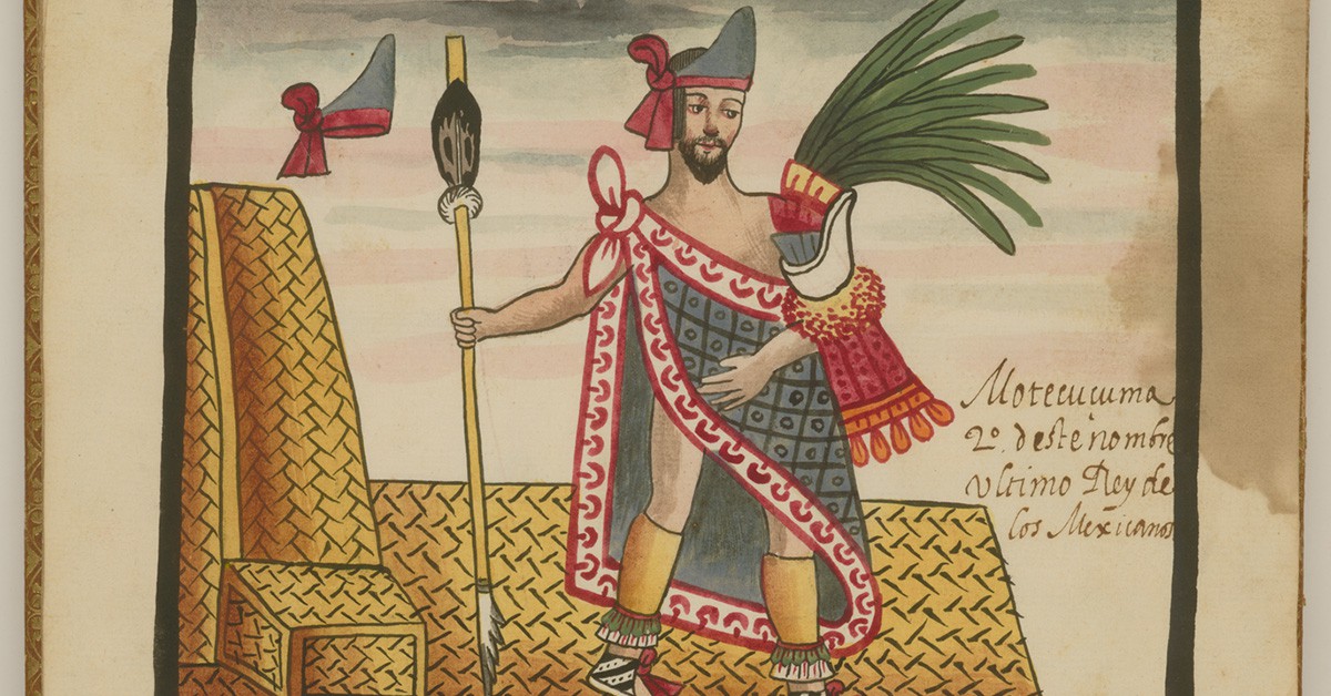 Dibujo que retrata a Moctezuma