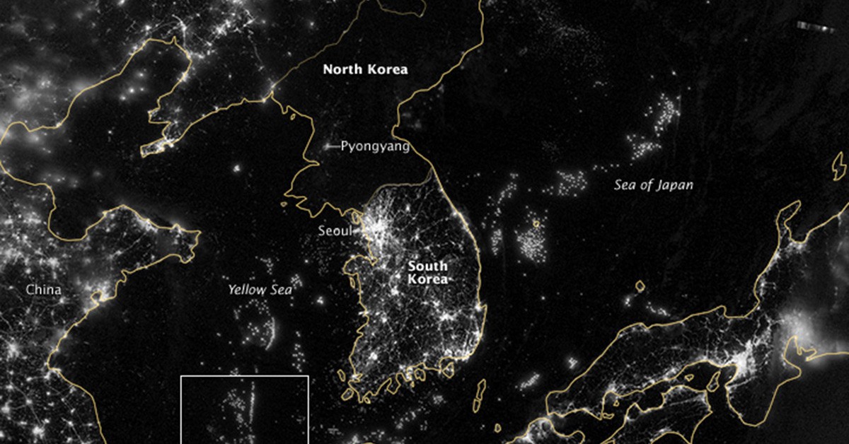 Las dos coreas vistas desde el espacio