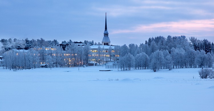 Paisaje nevado en Kuusamo, Laponia