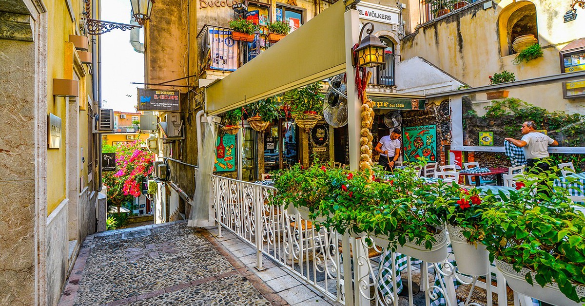 El centro de Taormina, en Sicilia