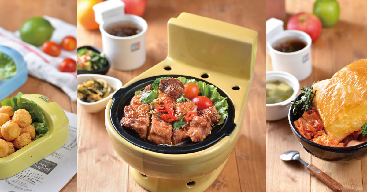 Comida servida en inodoros en un restaurante de Taipei