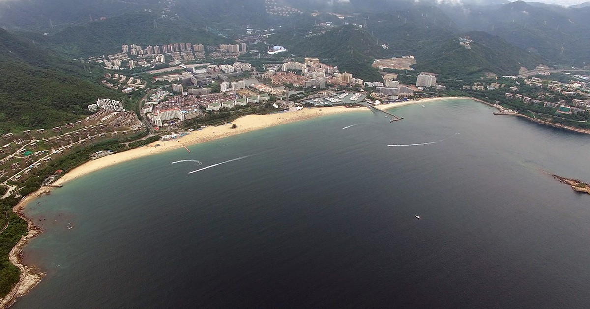 Vista aérea de la Playa de Dameisha (China)