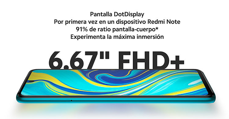 La pantalla del Xiaomi Redmi Note 9S es de 6,67 pulgadas (es.aliexpress.com)