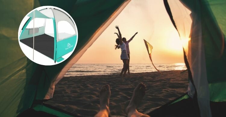 Lleva una tienda de playa con toldo en tus vacaciones (Amazaon)